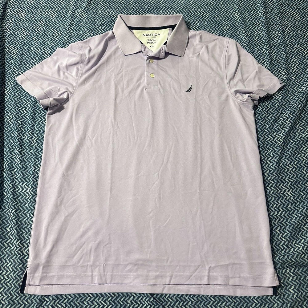 Nautica Tech Pique Polo Shirt Men's Size‎ XL Violet Business Casual Boating